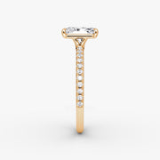 Radiant Cut - Pave Band - Classic Engagement Ring- 14 K Gold